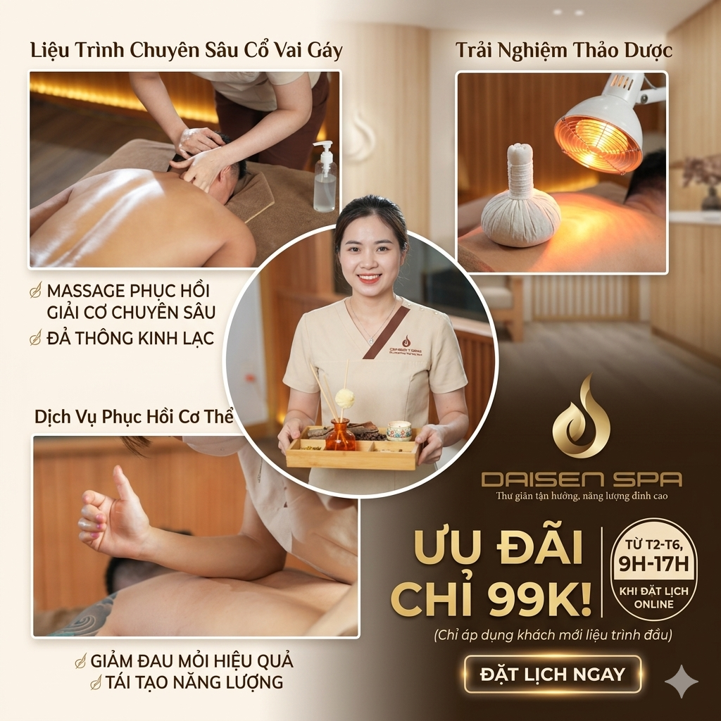 Massage Cổ Vai Gáy Hải Phòng Chỉ 99K – Phục Hồi Năng Lượng | Daisen Spa